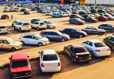 Car parking in the supermarket complex.
