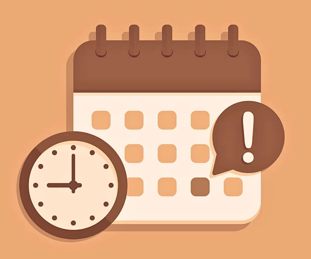 Calendar deadline with clock in a flat design.