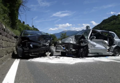 Fatal car crash in the middle of the street.