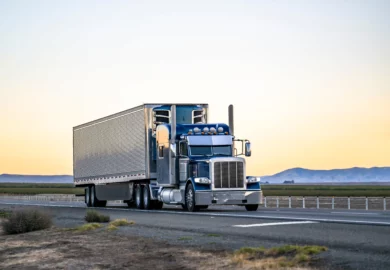 Truck on a road.