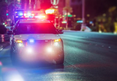 Police car on the street.