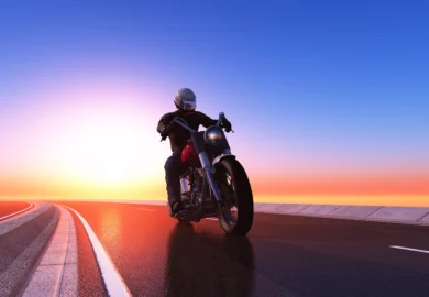 Motorcycle with sunset background.