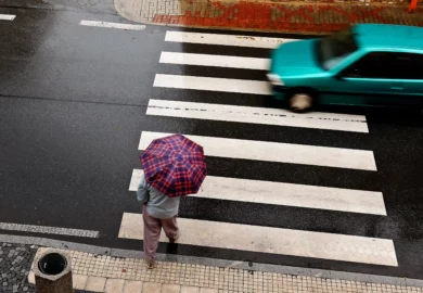 Pedestrians on the street.
