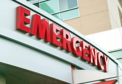 Emergency sign in the hospital.