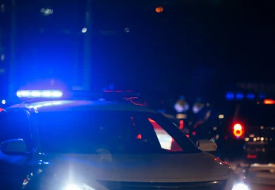 Police car in the street.