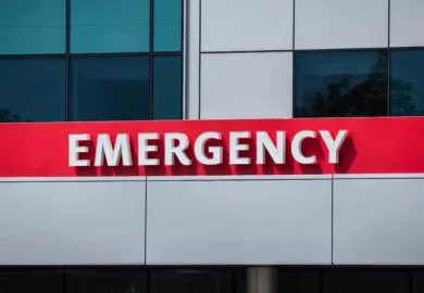 Emergency sign from a hospital.